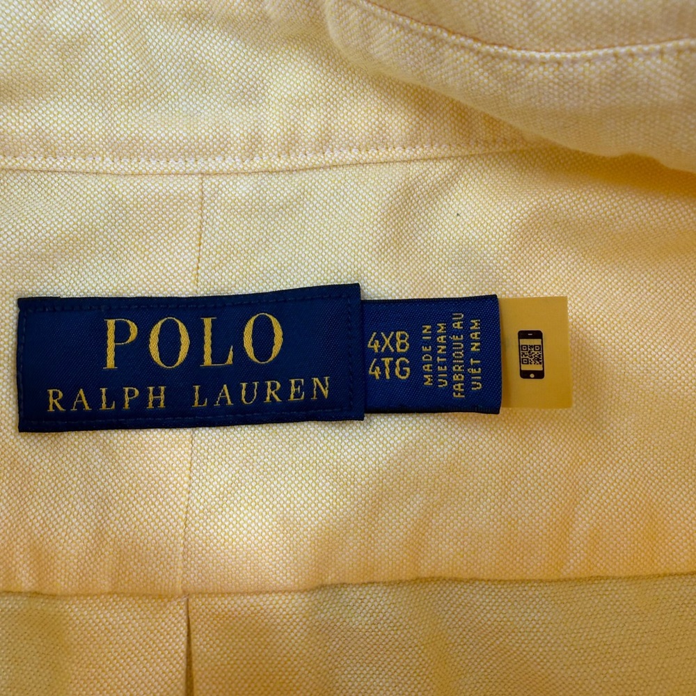 Polo Ralph Lauren Oxford Button Down Shirt Big & Tall Men 4XB Yellow Cotton NWT - Picture 4 of 16